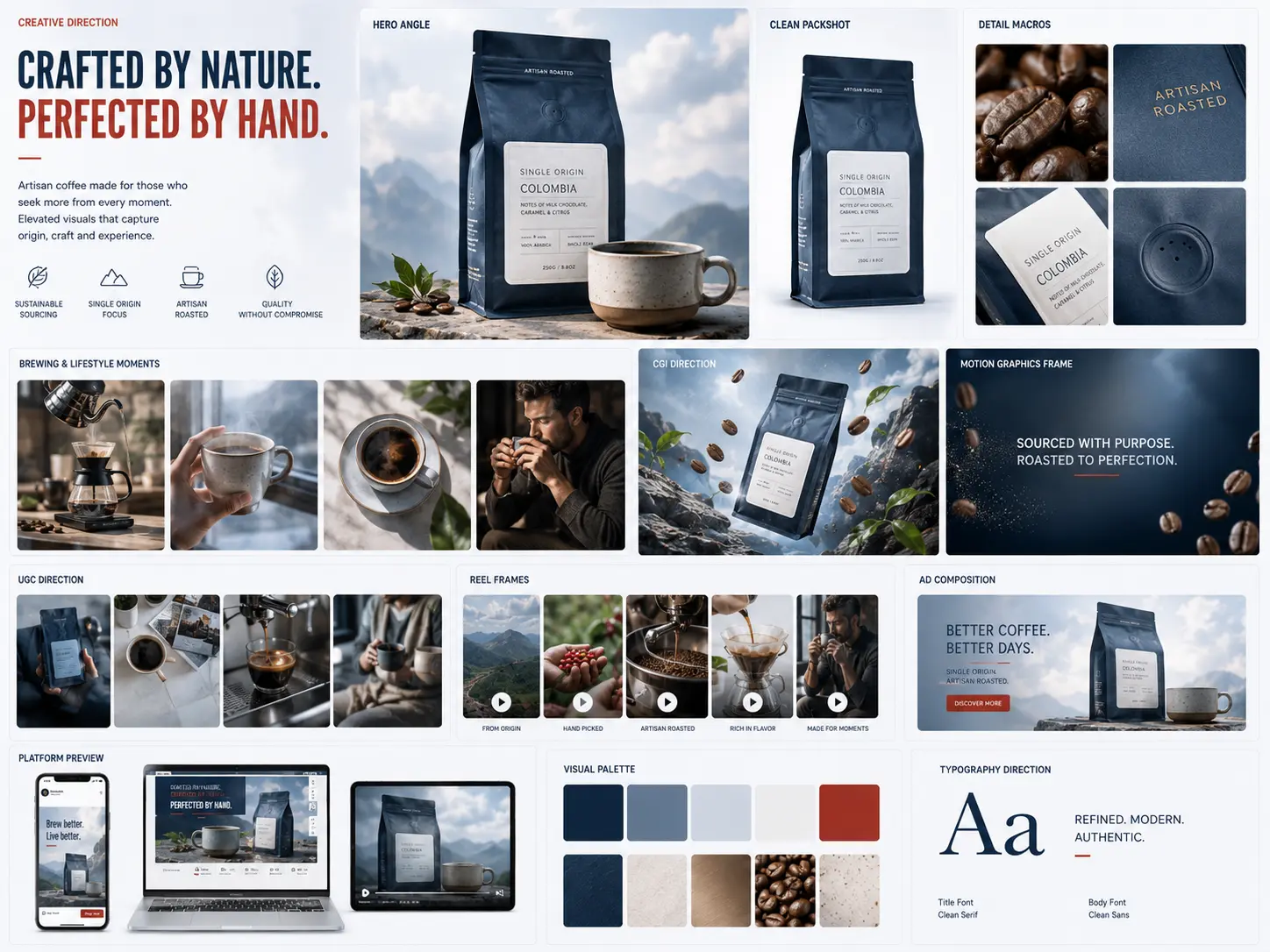 Single Origin Coffee / Crafted By Nature creative direction mood board