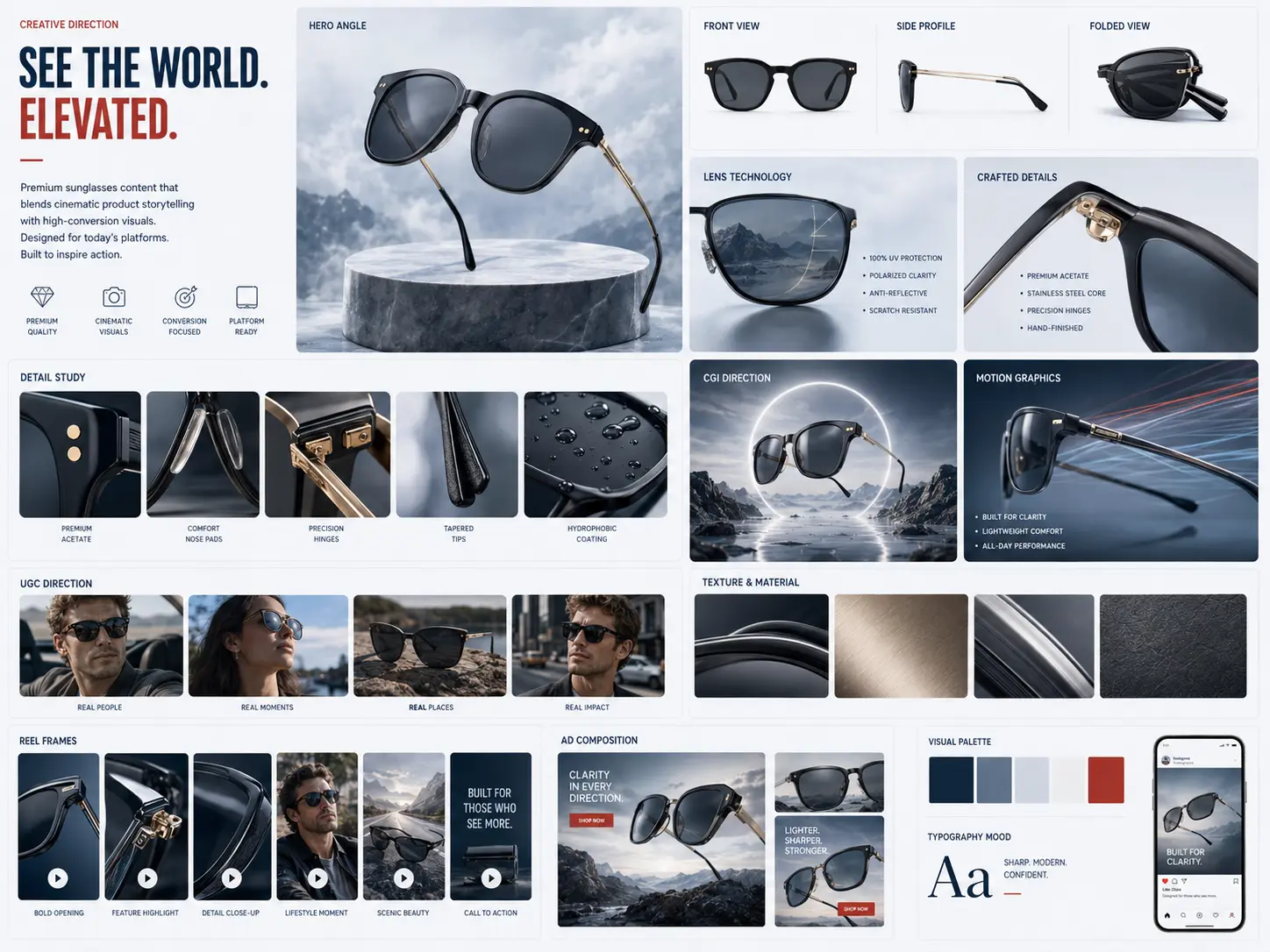 Sunwell Eyewear / See The World Elevated creative direction mood board