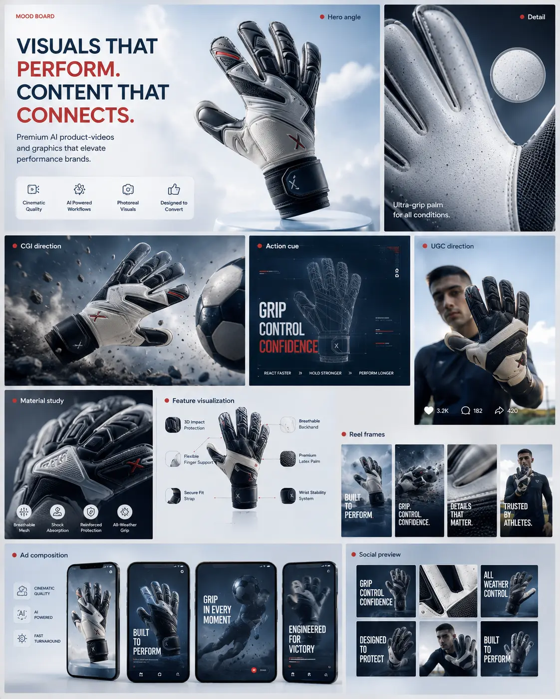 Keeper Gloves / Built To Perform creative direction mood board