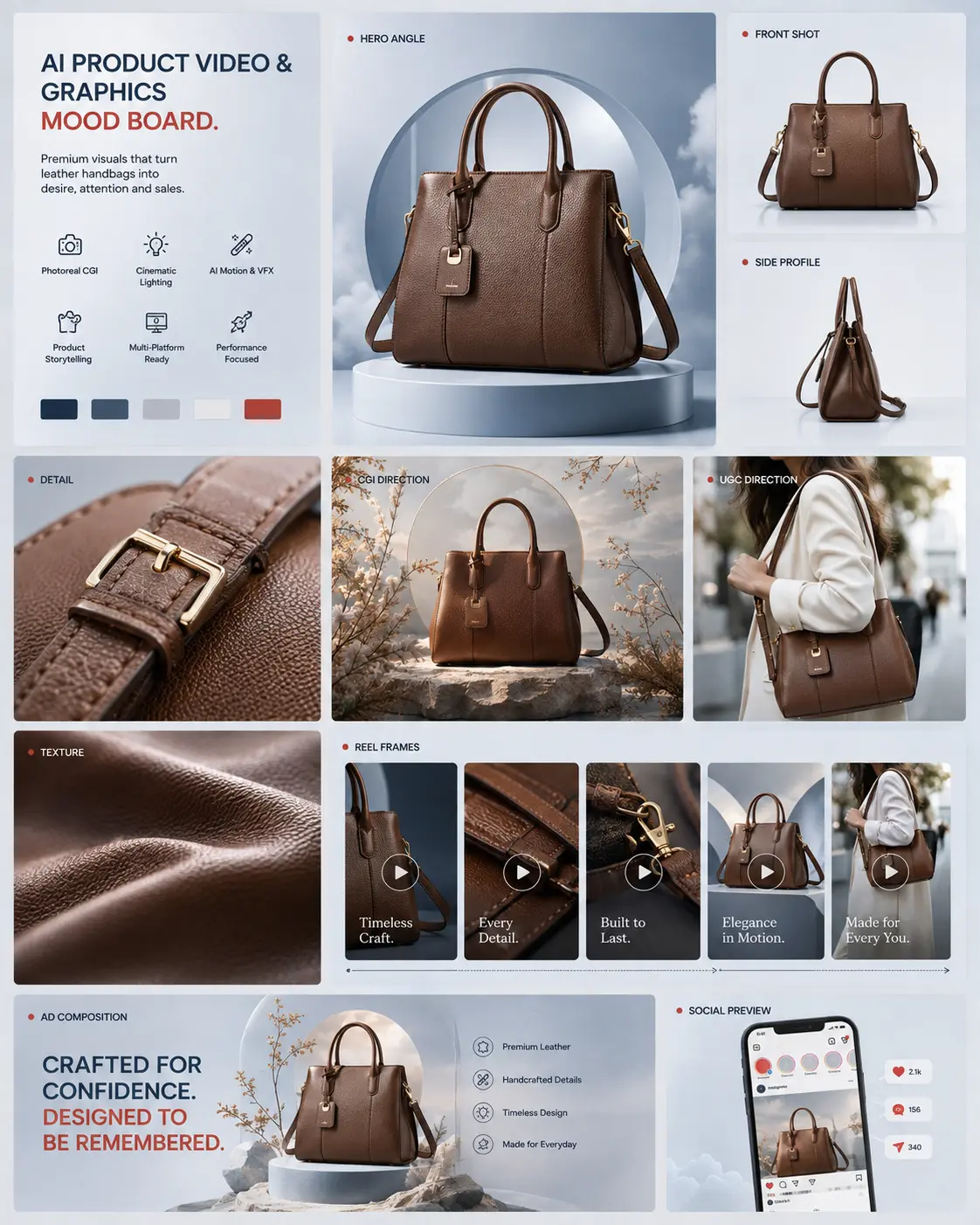 Leather Atelier / Crafted For Confidence creative direction mood board