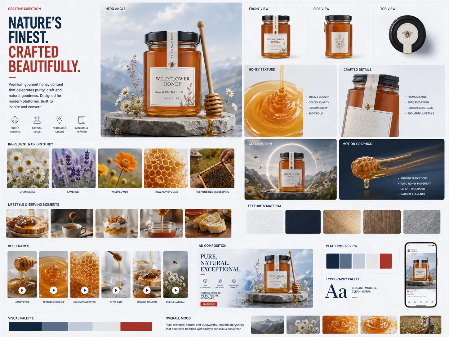 Wildflower Honey / Nature's Finest creative direction mood board