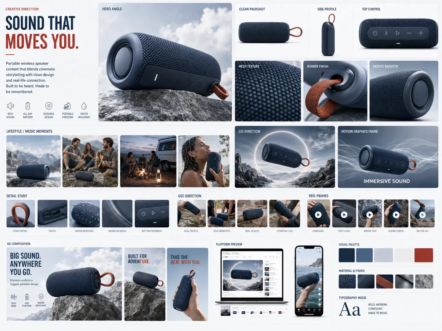 Portable Audio / Sound That Moves You creative direction mood board