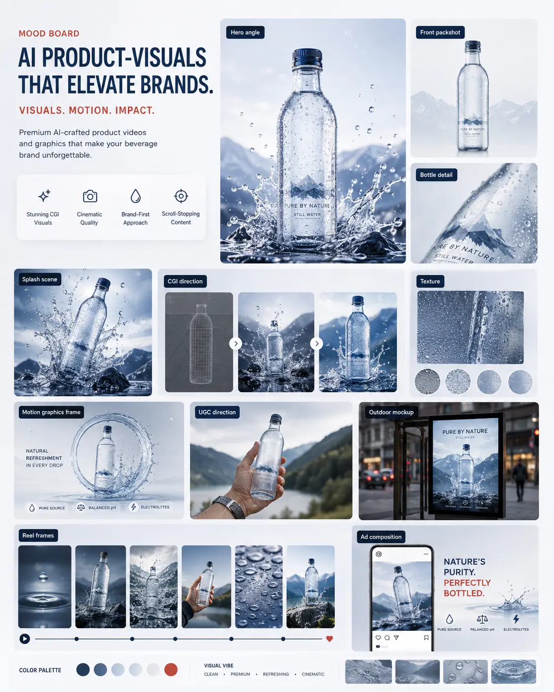 Pure By Nature / Still Water creative direction mood board