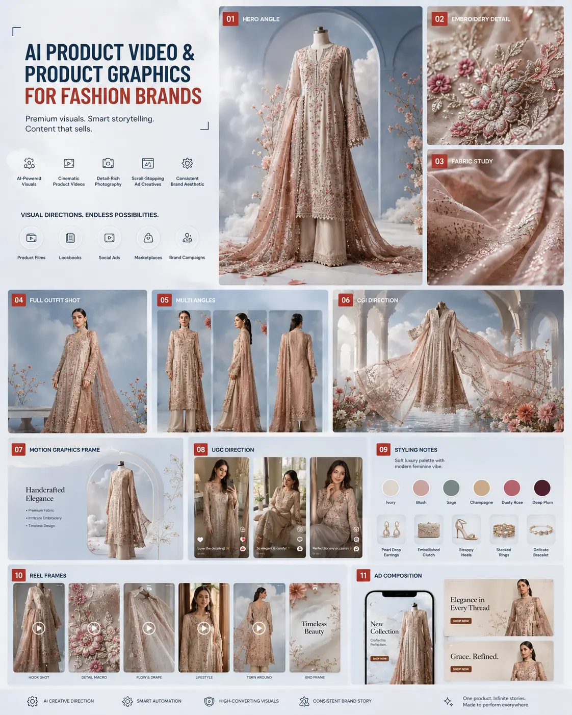 Couture Atelier / Elegance In Every Thread creative direction mood board