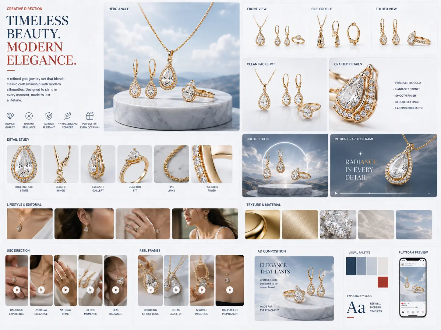 Gold Atelier / Timeless Beauty creative direction mood board